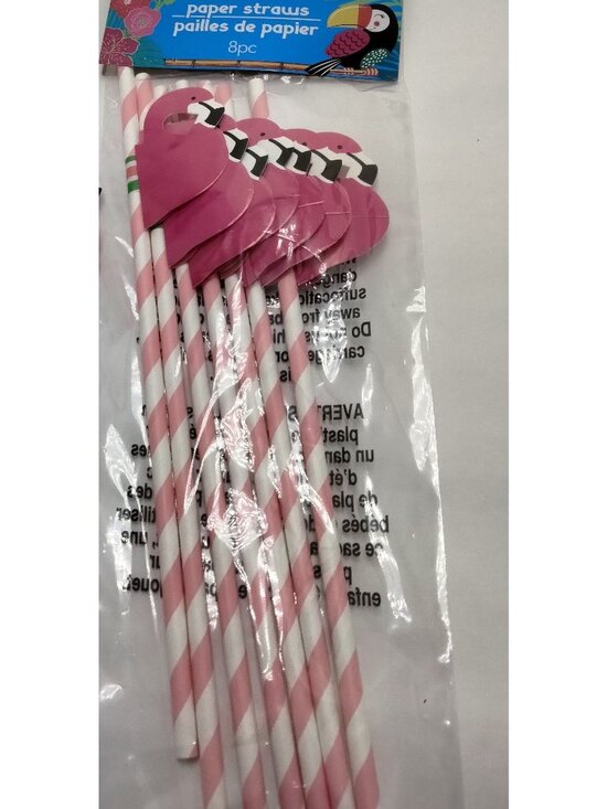 Other - Flamingo Paper Drinking Straws Hawaii Beach Tropical Party 8 pack